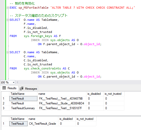 外部キー (FOREIGN KEY) と CHECK 制約を無効化(disable) / 有効化(enable) する方法 7