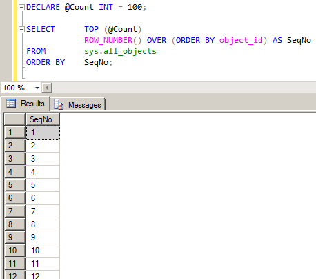 SQL で動的に連番テーブルを生成する - 便利なT-SQL&クエリー集 - SQL Server 入門