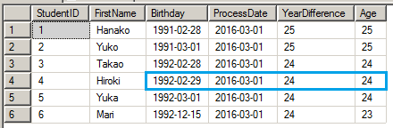 T-SQL: 誕生日から年齢を取得する 4