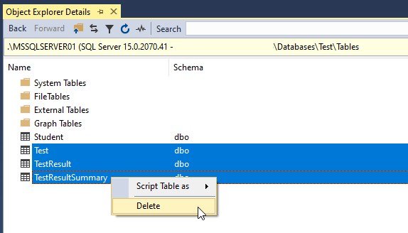 SQL Server Management Studio で複数のテーブルを一括削除する方法 Microsoft SQL Server