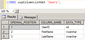 ストアドプロシージャの結果をテーブルに挿入する 2
