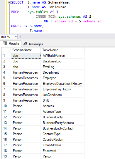 データベース内の全テーブル (table) を取得する - 便利なT-SQL＆クエリー集 - SQL Server 入門