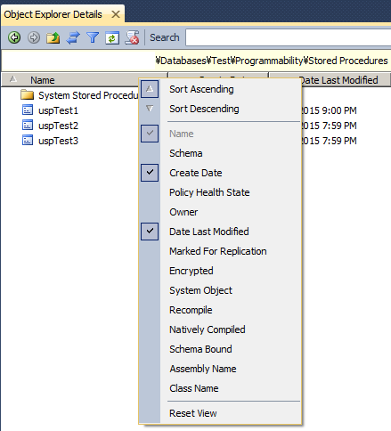 ストアドプロシージャの作成日時と更新日時を確認する6
