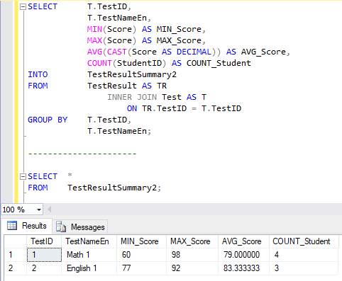 他のテーブルから Select Into でテーブルを作成する T Sql でテーブルの作成 変更 削除 Sql Server 入門